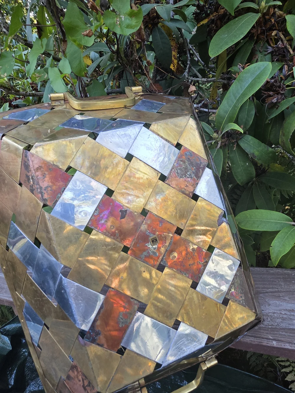 Decorative Woven Metal Serving Bowl - Gold and Bronze